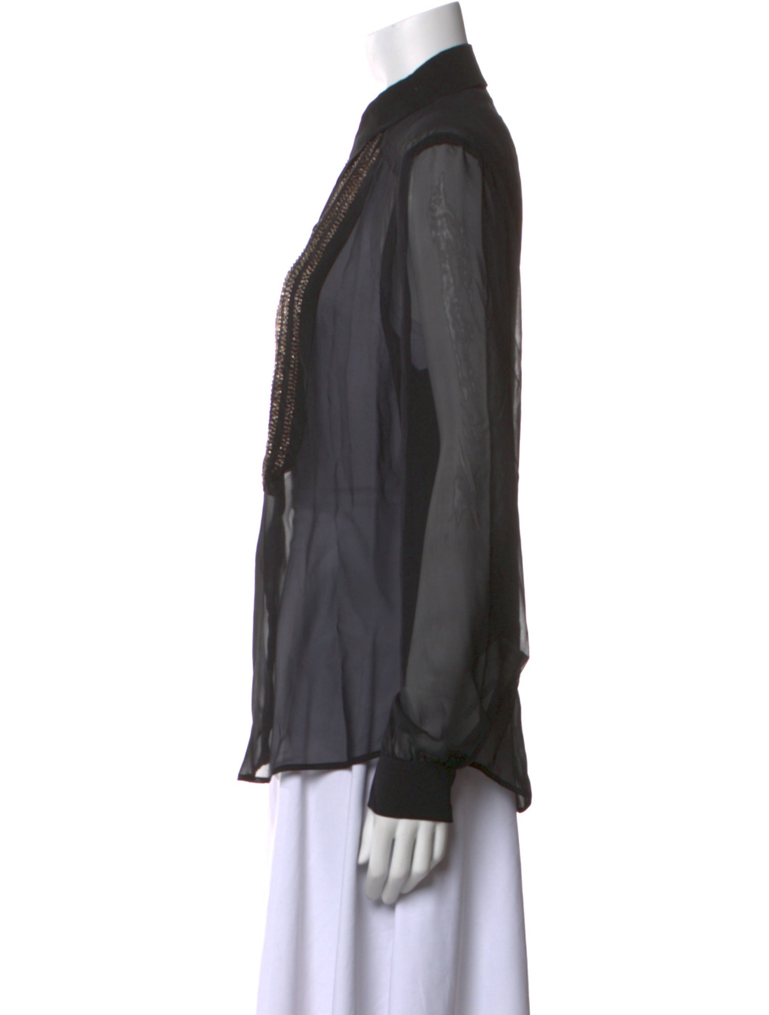 L'Agence Silk Long Sleeve Button-Up Top