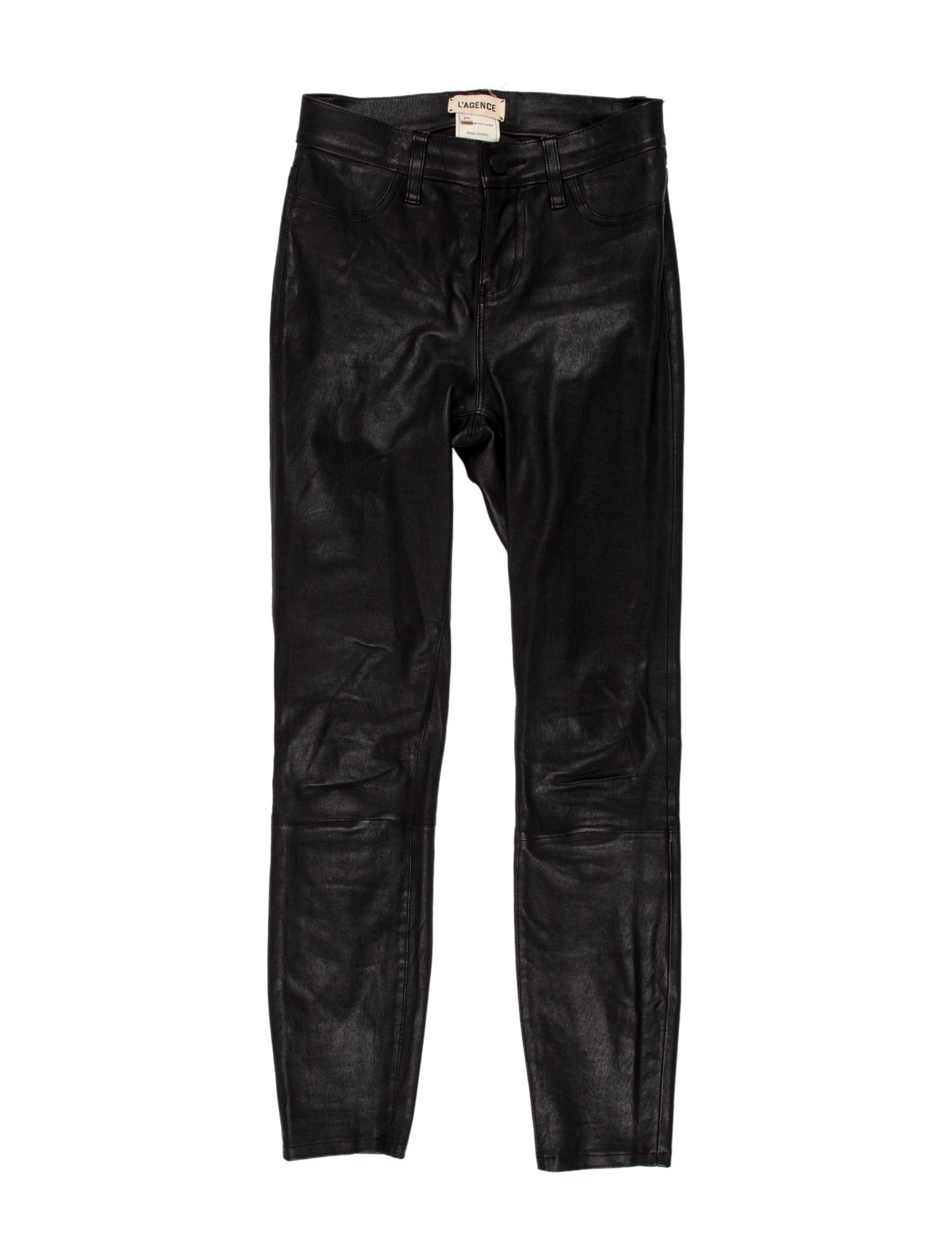 L'Agence Lamb Leather Skinny Leg Pants