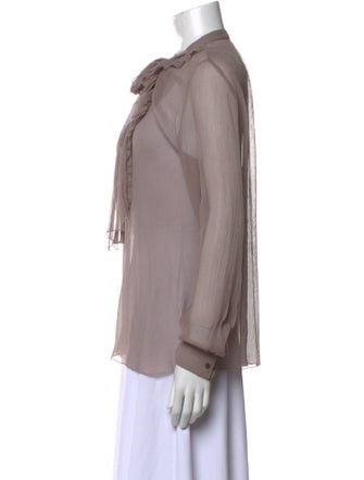 L'Agence Silk Tie Neck Blouse