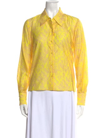 L'Agence Animal Print Long Sleeve Button-Up Top