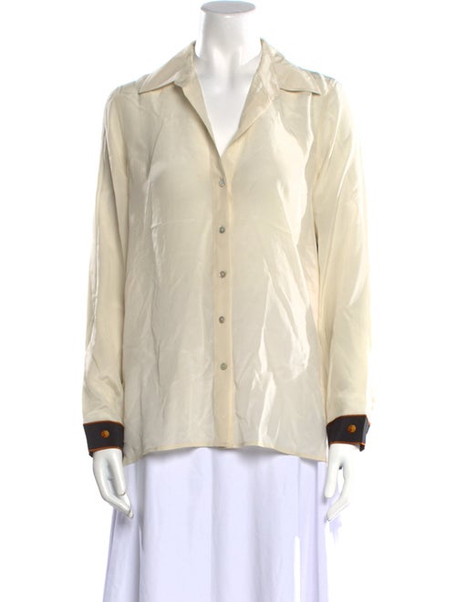 L'Agence Silk Long Sleeve Button-Up Top
