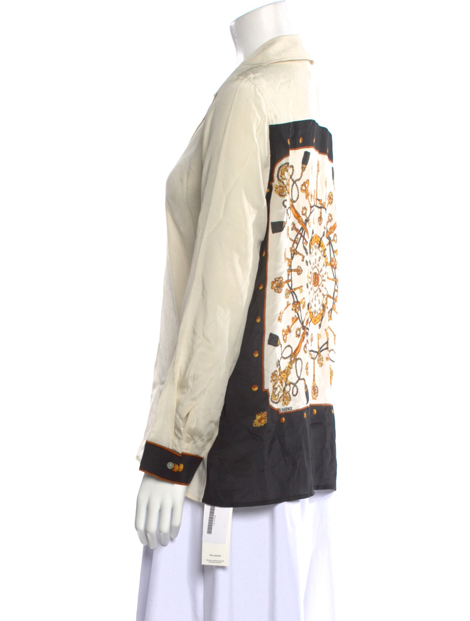 L'Agence Silk Long Sleeve Button-Up Top