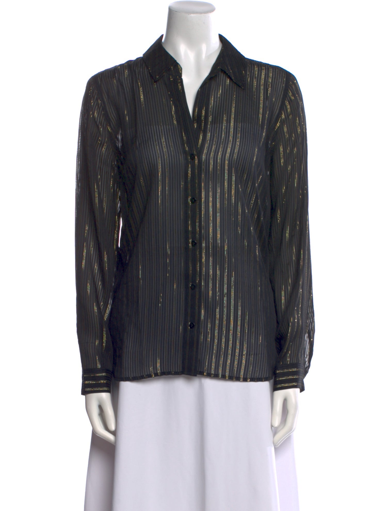 L'Agence Striped Long Sleeve Button-Up Top