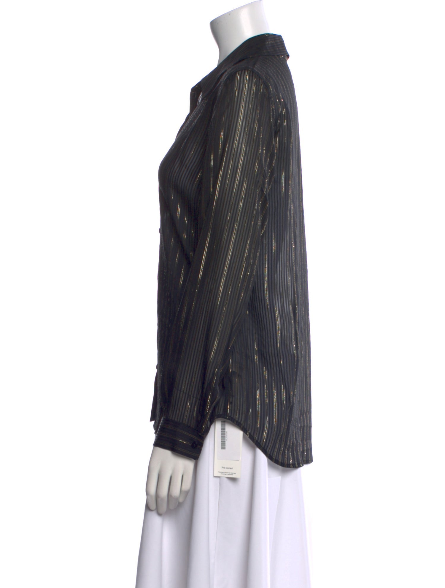 L'Agence Striped Long Sleeve Button-Up Top