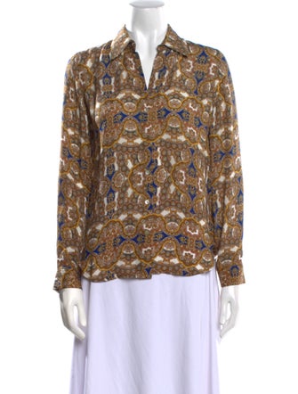 L'Agence Silk Printed Button-Up Top