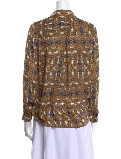 L'Agence Silk Printed Button-Up Top