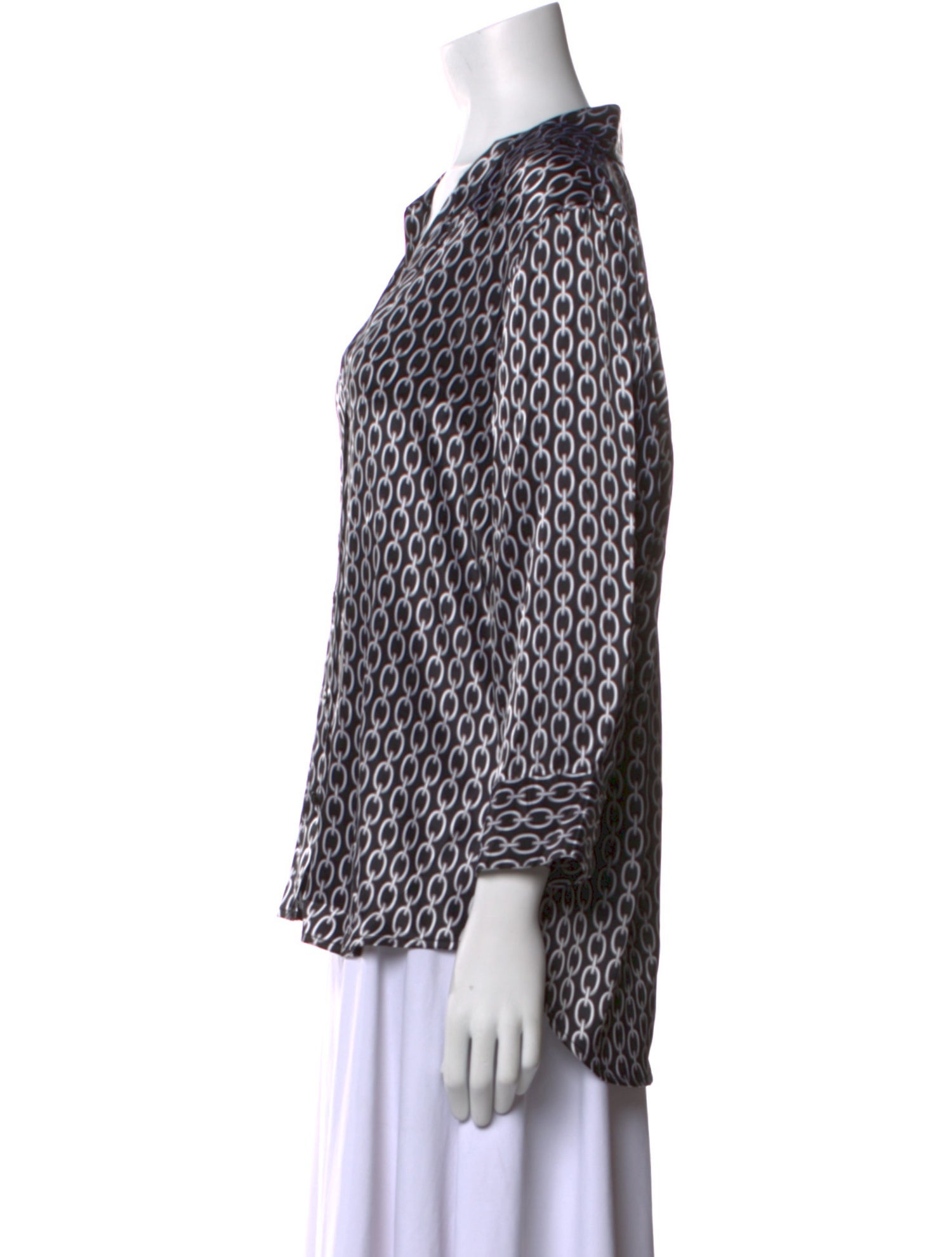 L'Agence Silk Printed Button-Up Top w/ Tags