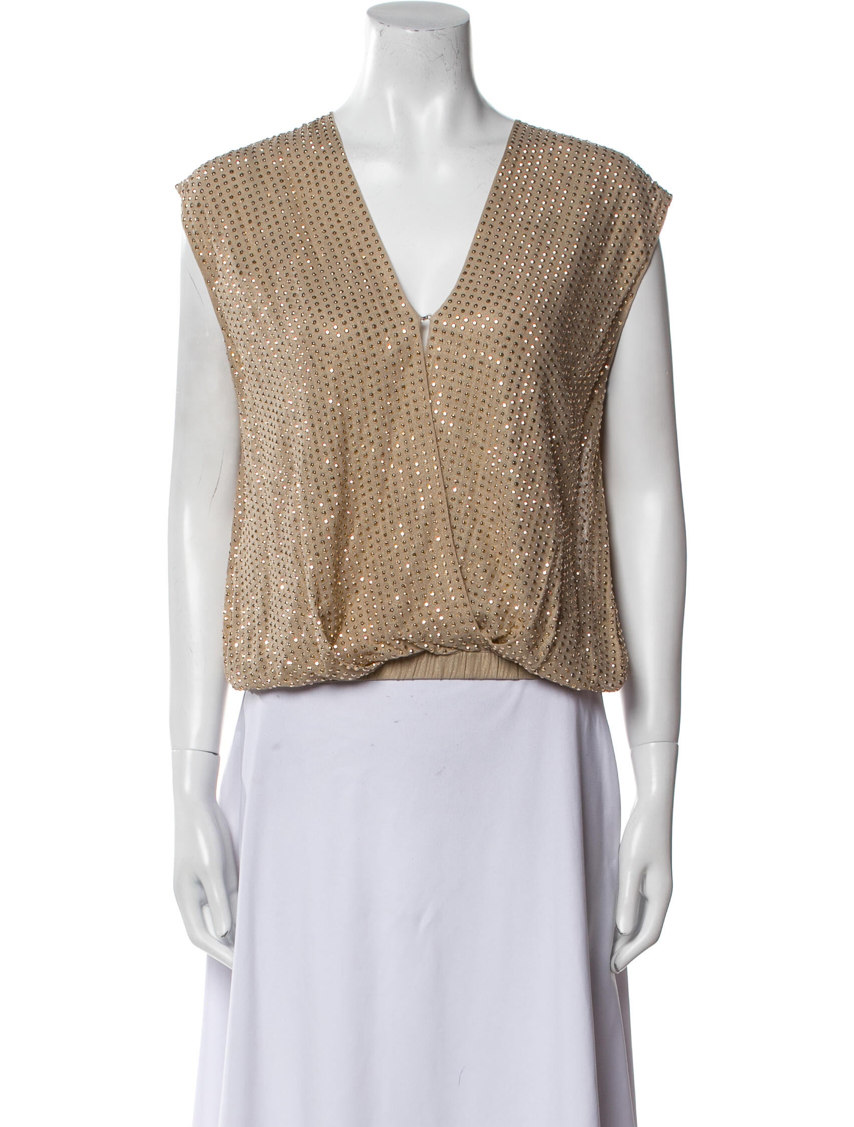 L'Agence Silk V-Neck Crop Top