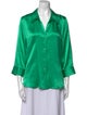 L'Agence Silk Three-Quarter Sleeve Button-Up Top