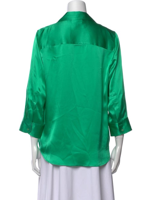 L'Agence Silk Three-Quarter Sleeve Button-Up Top