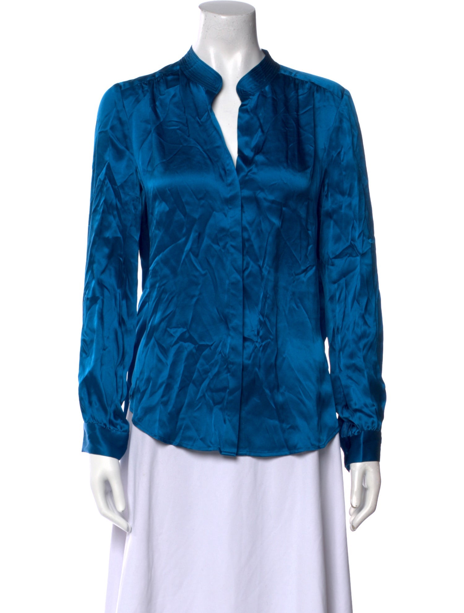 L'Agence Silk V-Neck Button-Up Top