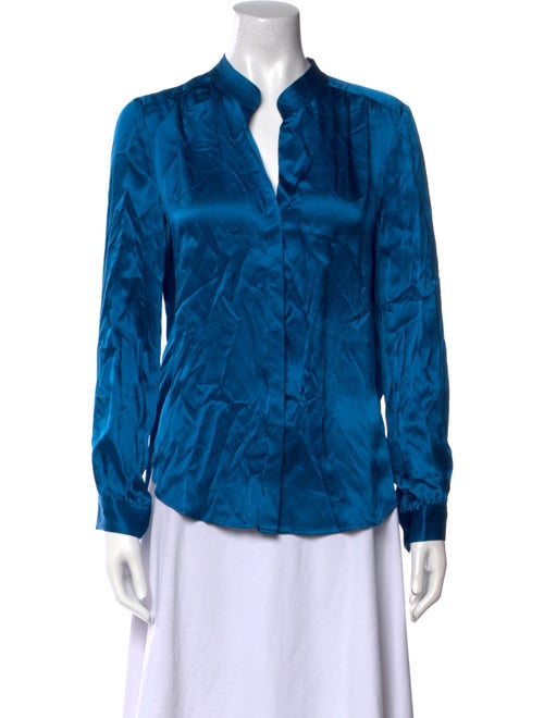 L'Agence Silk V-Neck Button-Up Top