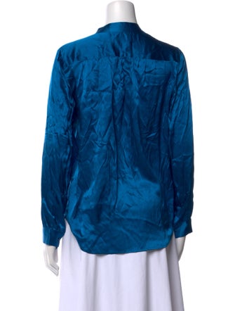 L'Agence Silk V-Neck Button-Up Top