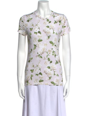 L'Agence Floral Print Crew Neck T-Shirt