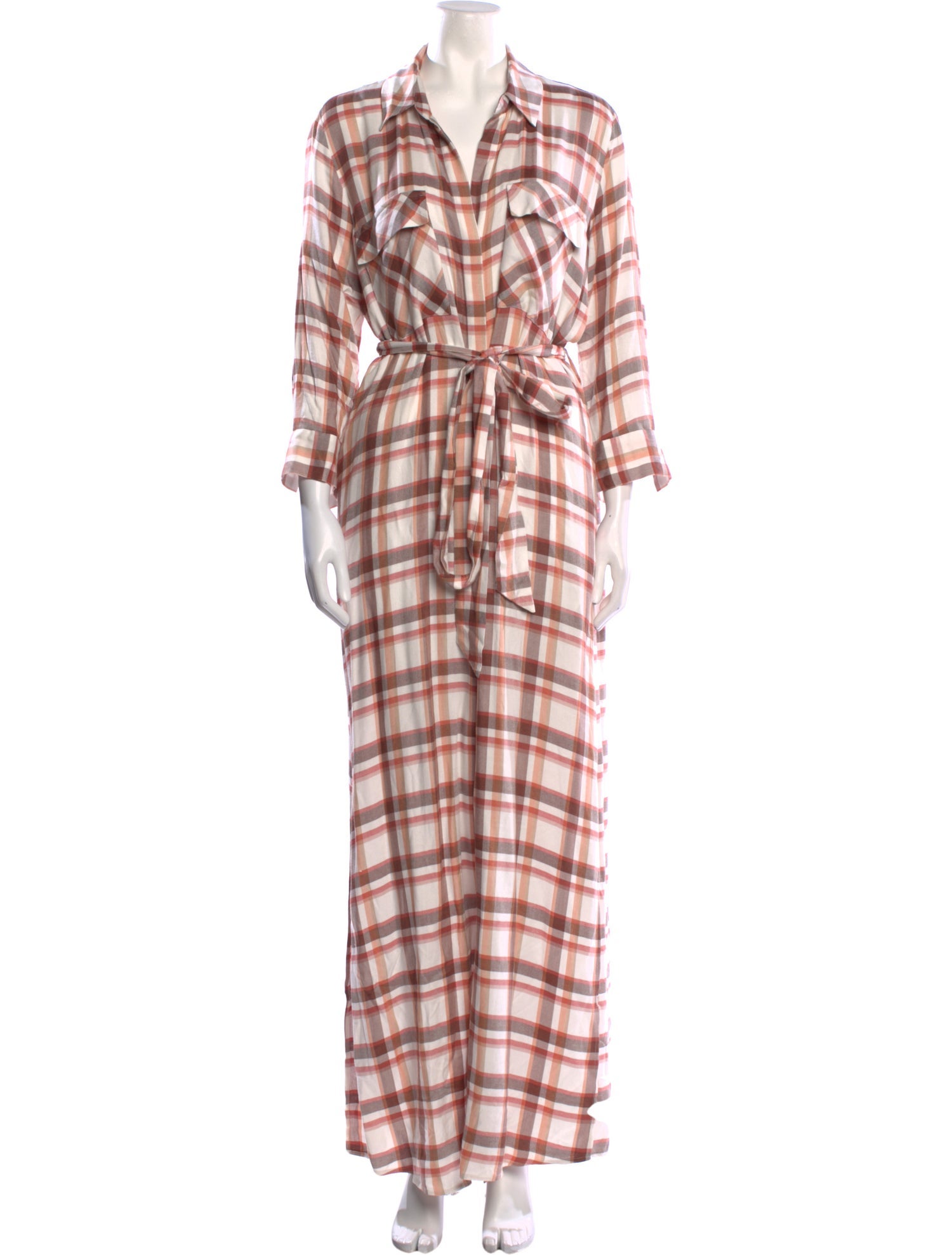 L'Agence Plaid Print Long Dress w/ Tags