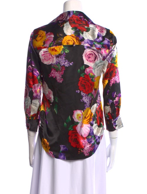 L'Agence Silk Floral Print Polo