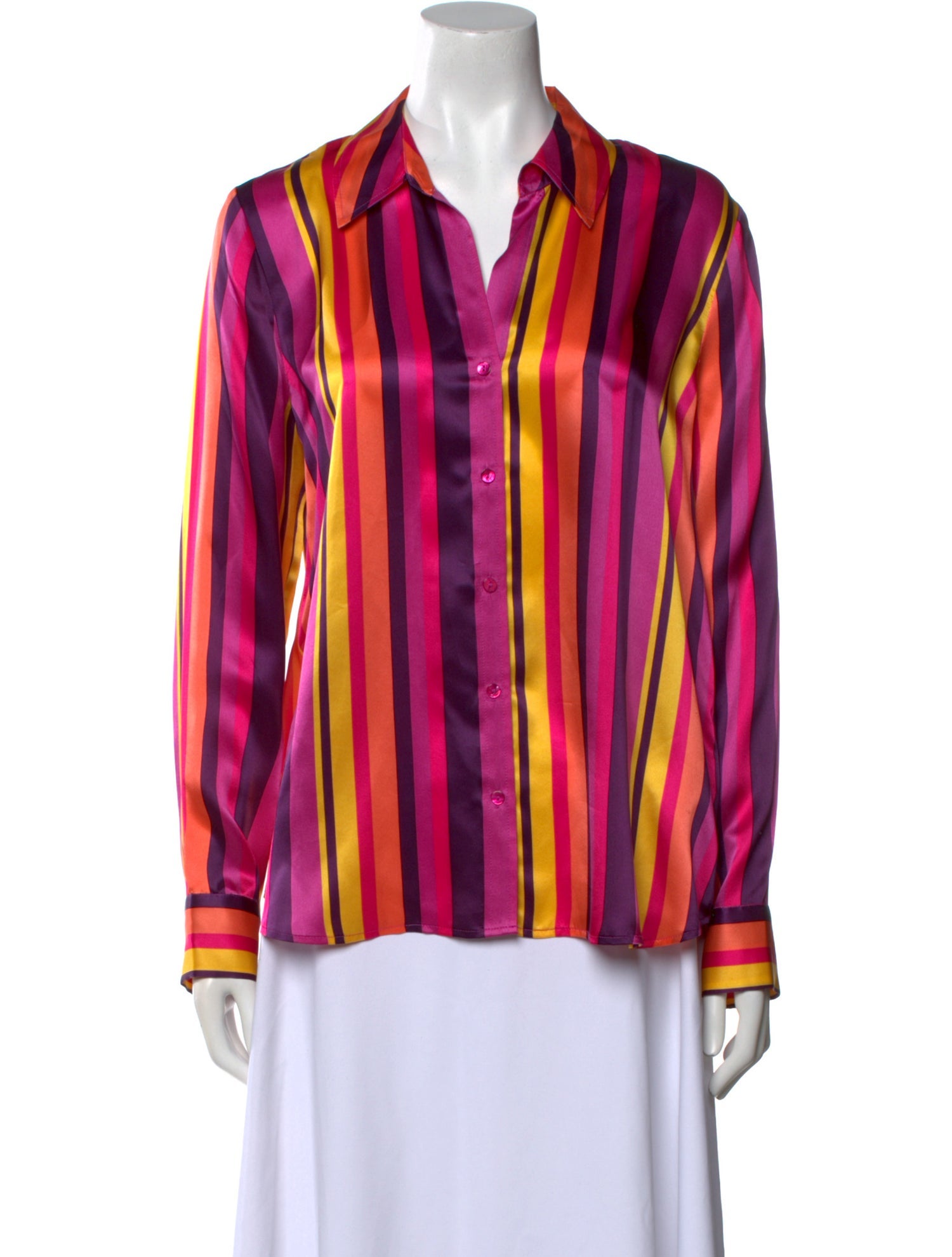 L'Agence Silk Striped Button-Up Top