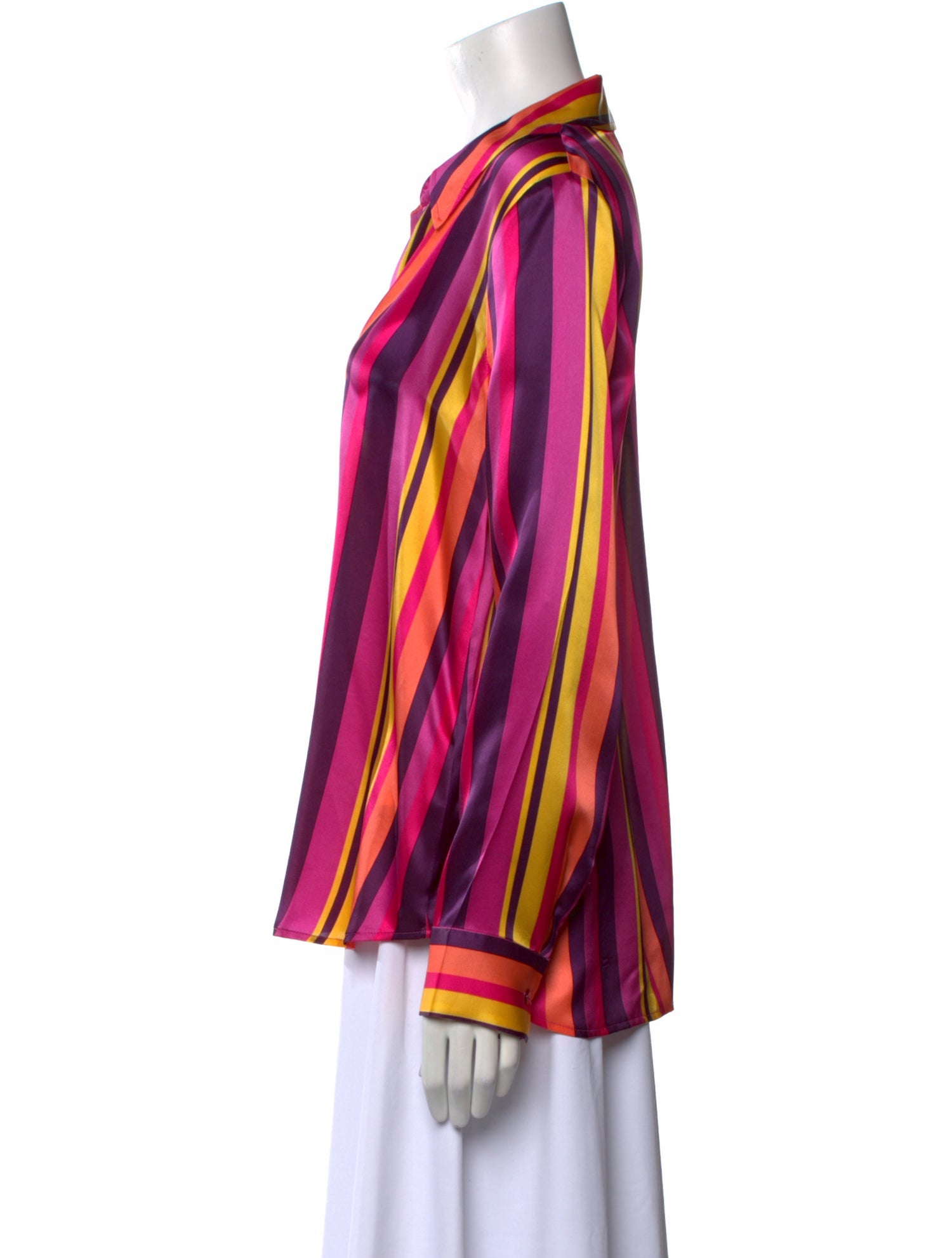 L'Agence Silk Striped Button-Up Top