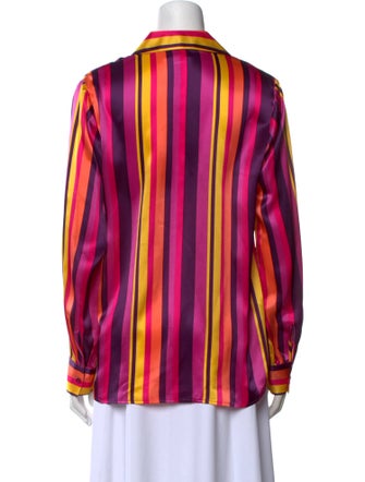 L'Agence Silk Striped Button-Up Top