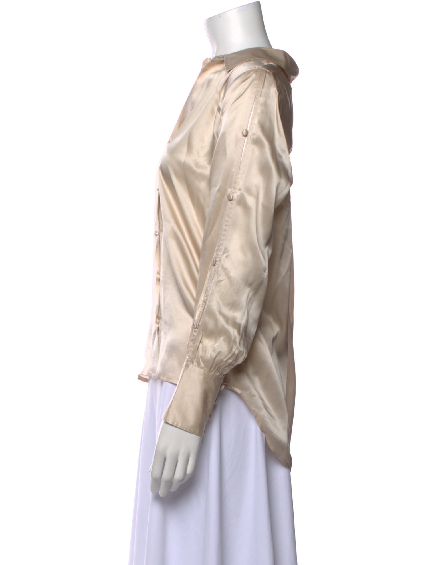 L'Agence Silk V-Neck Button-Up Top