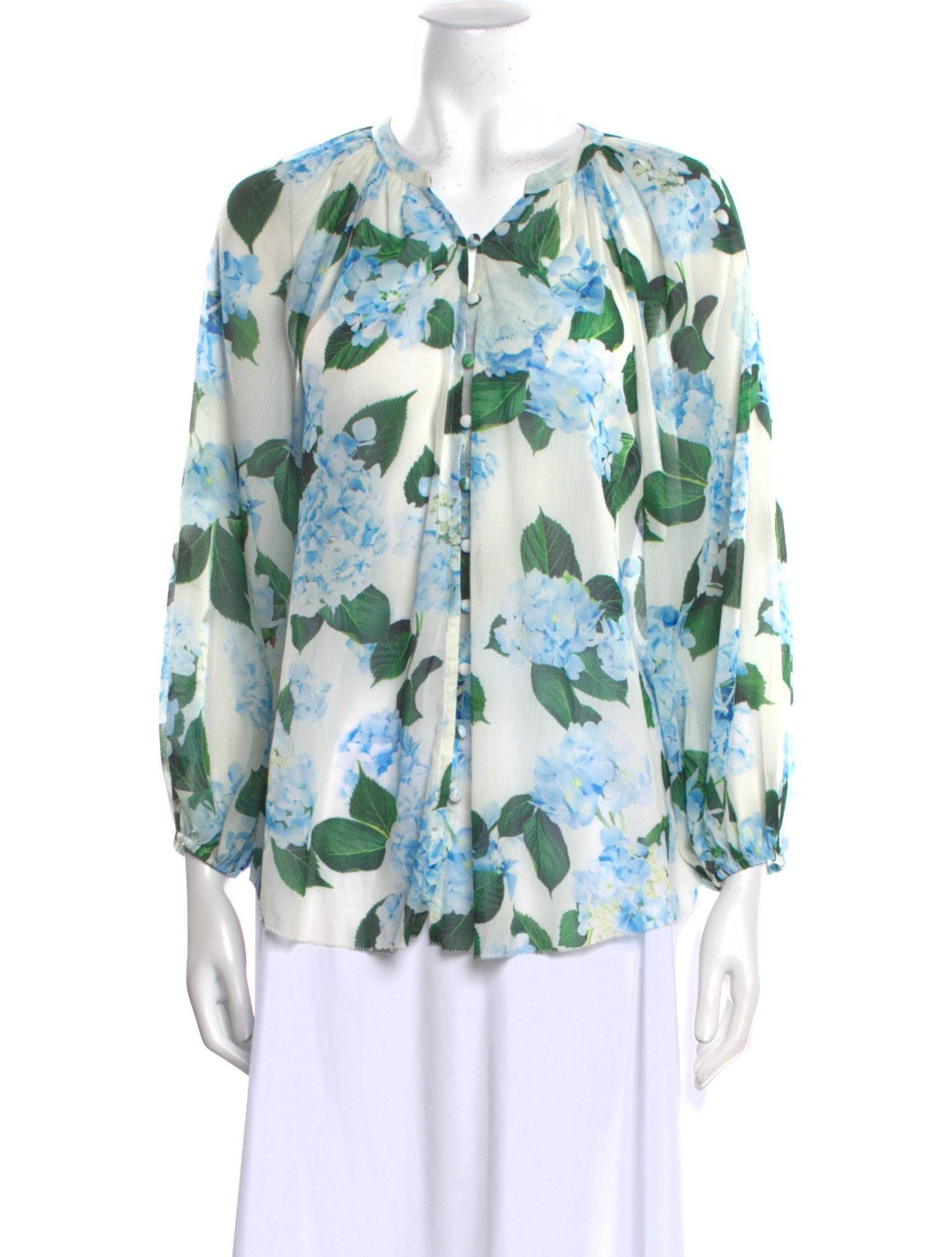 L'Agence Floral Print V-Neck Blouse