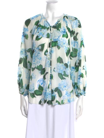 L'Agence Floral Print V-Neck Blouse