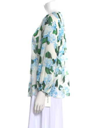 L'Agence Floral Print V-Neck Blouse