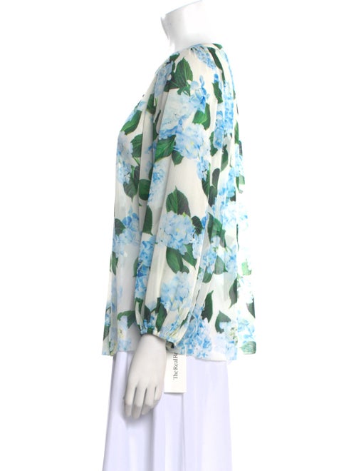 L'Agence Floral Print V-Neck Blouse