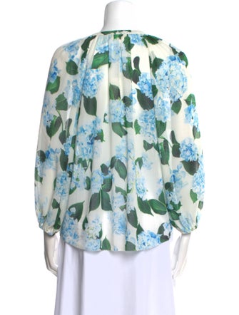 L'Agence Floral Print V-Neck Blouse