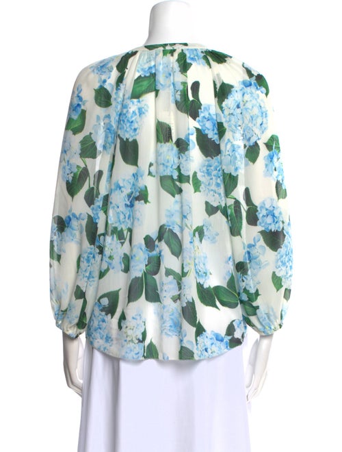 L'Agence Floral Print V-Neck Blouse