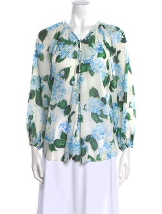 L'Agence Printed V-Neck Blouse