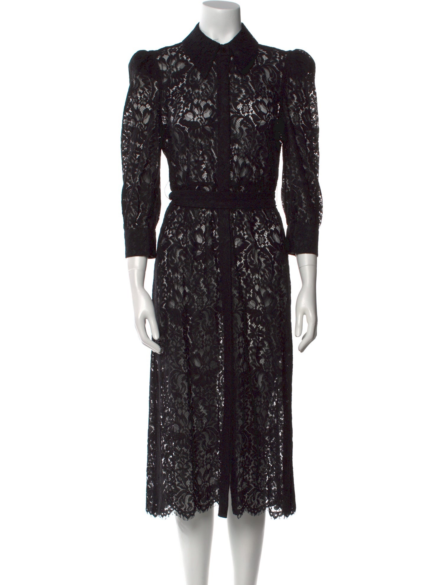 L'Agence Lace Pattern Midi Length Dress