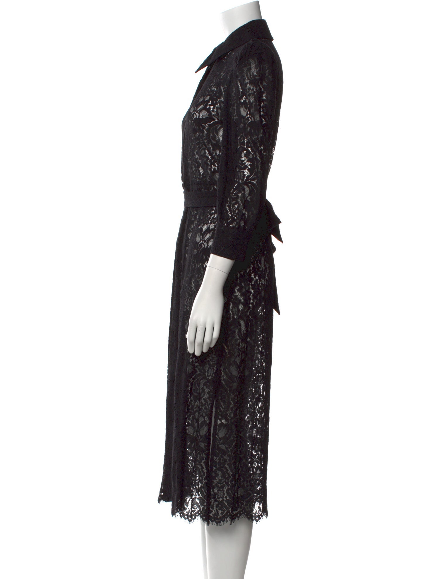 L'Agence Lace Pattern Midi Length Dress