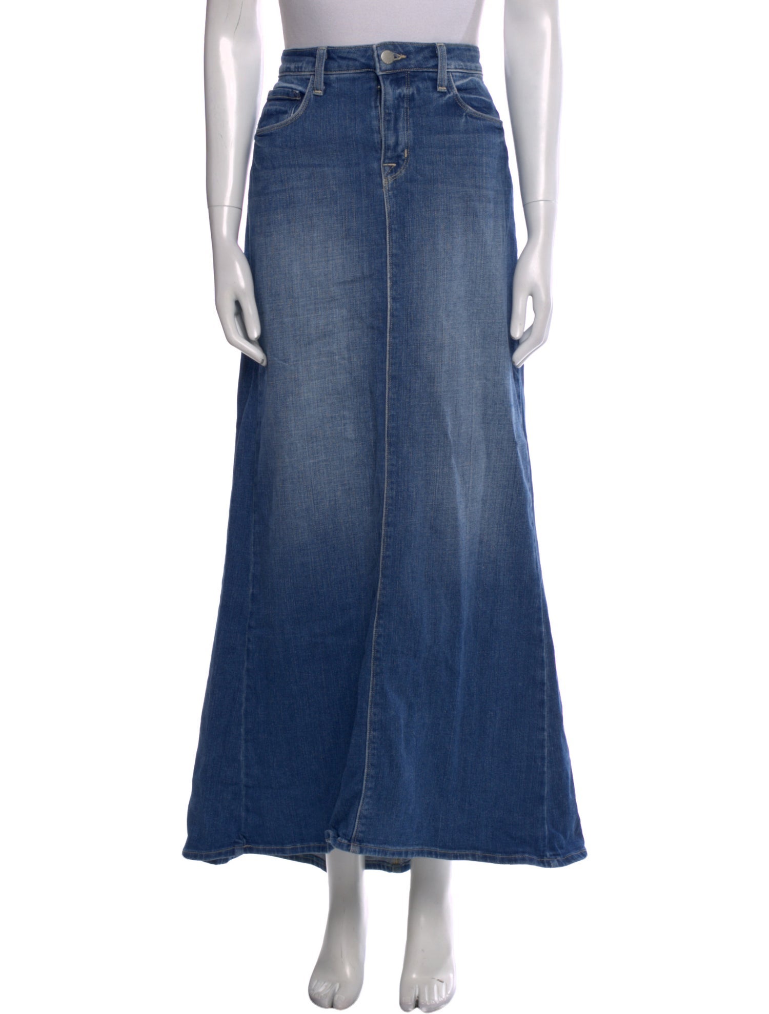 L'Agence Raw-Edge Trim Long Skirt