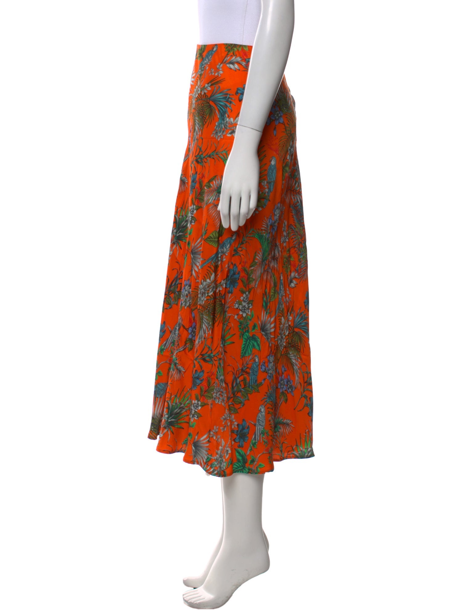 L'Agence Floral Print Midi Length Skirt