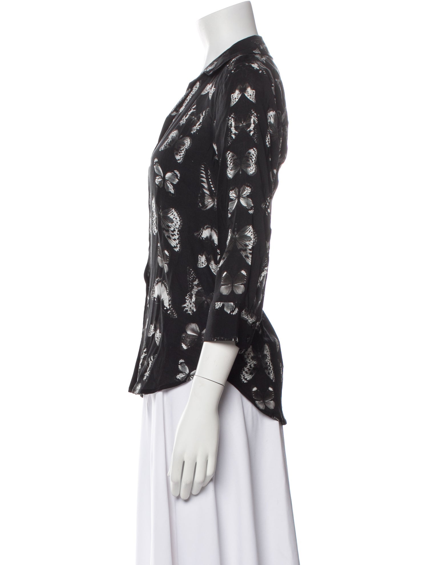 L'Agence Printed V-Neck Button-Up Top