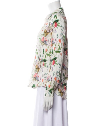 L'Agence Floral Print V-Neck Button-Up Top