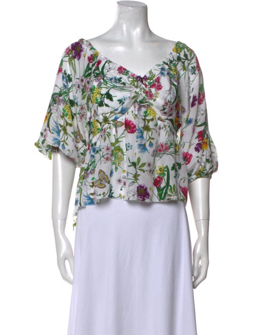 L'Agence Silk Floral Print Crop Top