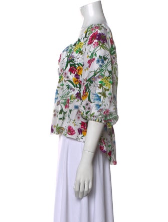 L'Agence Silk Floral Print Crop Top
