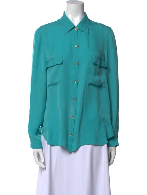 L'Agence Silk Long Sleeve Button-Up Top