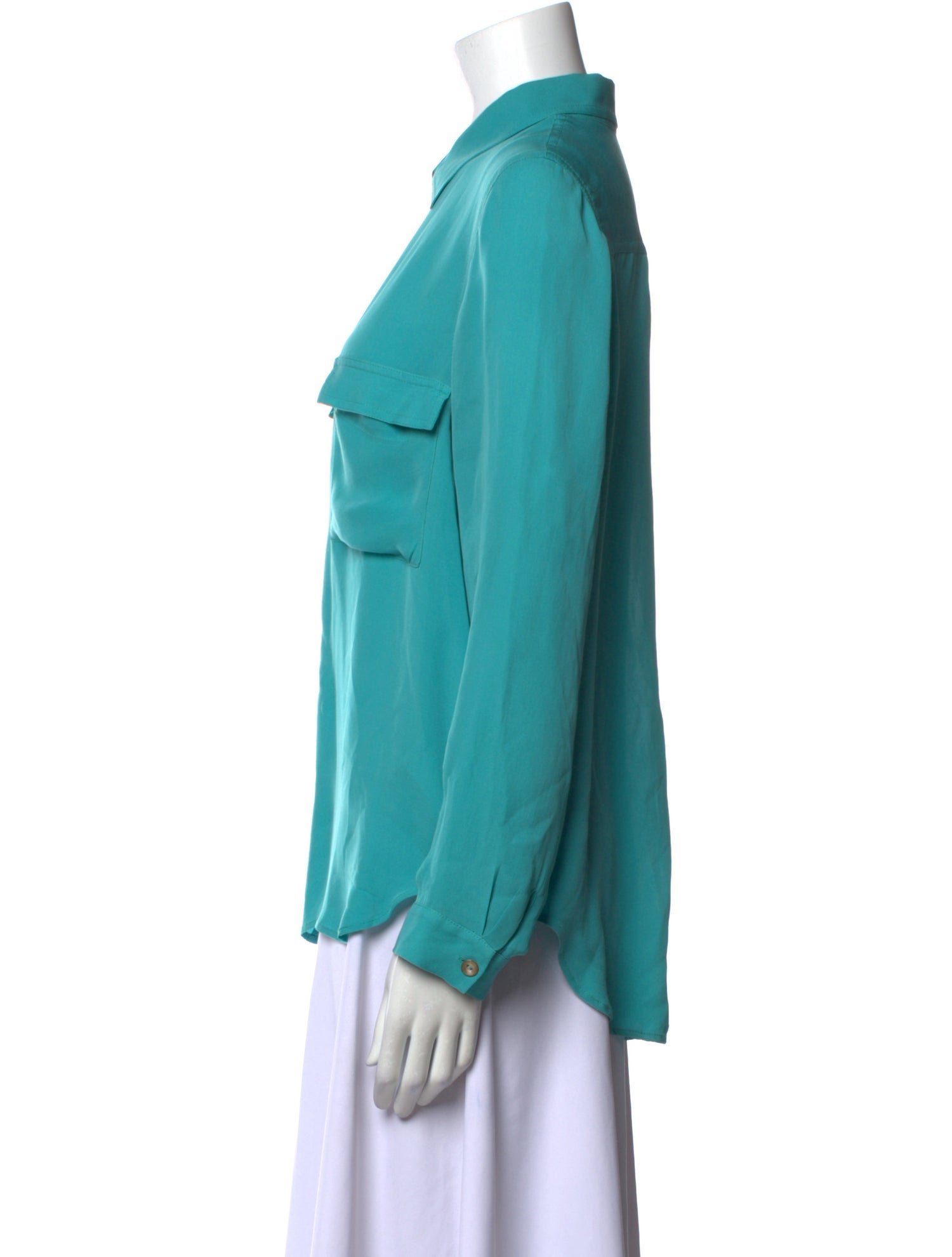 L'Agence Silk Long Sleeve Button-Up Top