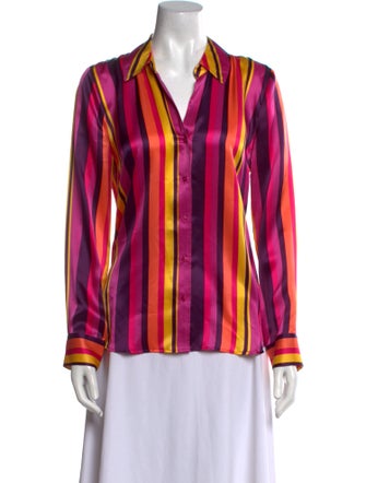 L'Agence Silk Striped Button-Up Top