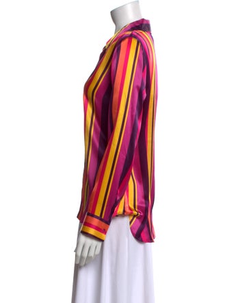L'Agence Silk Striped Button-Up Top