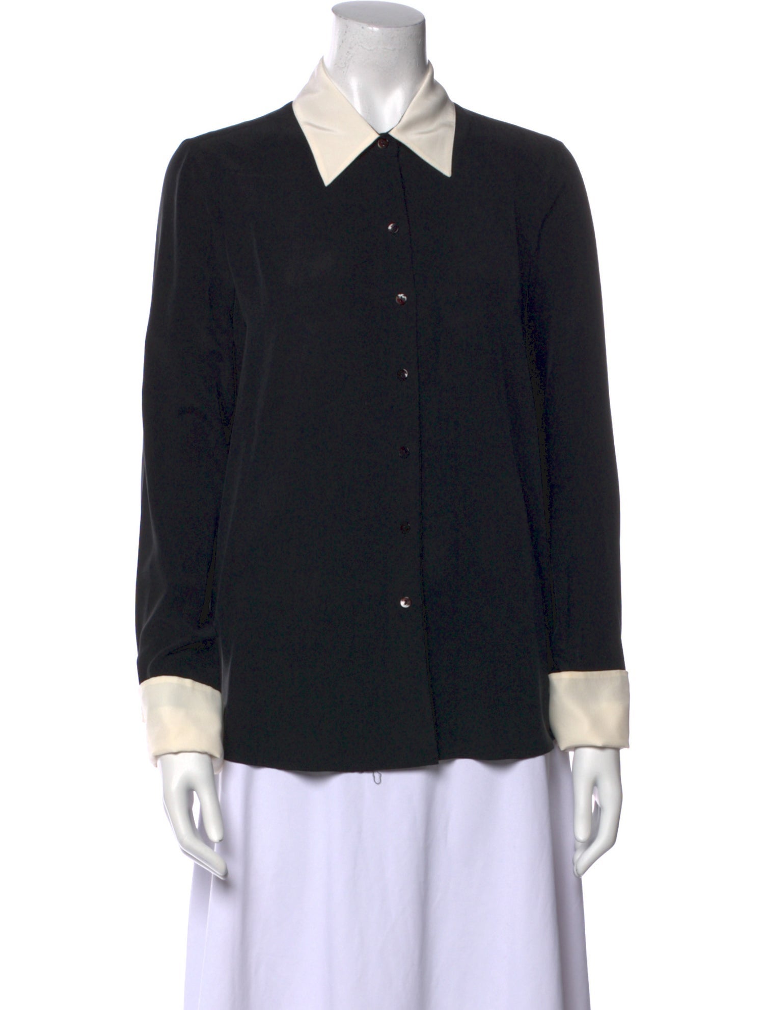 L'Agence Silk Long Sleeve Button-Up Top
