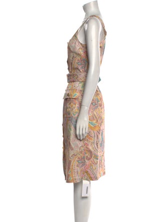 L'Agence Paisley Print Midi Length Dress