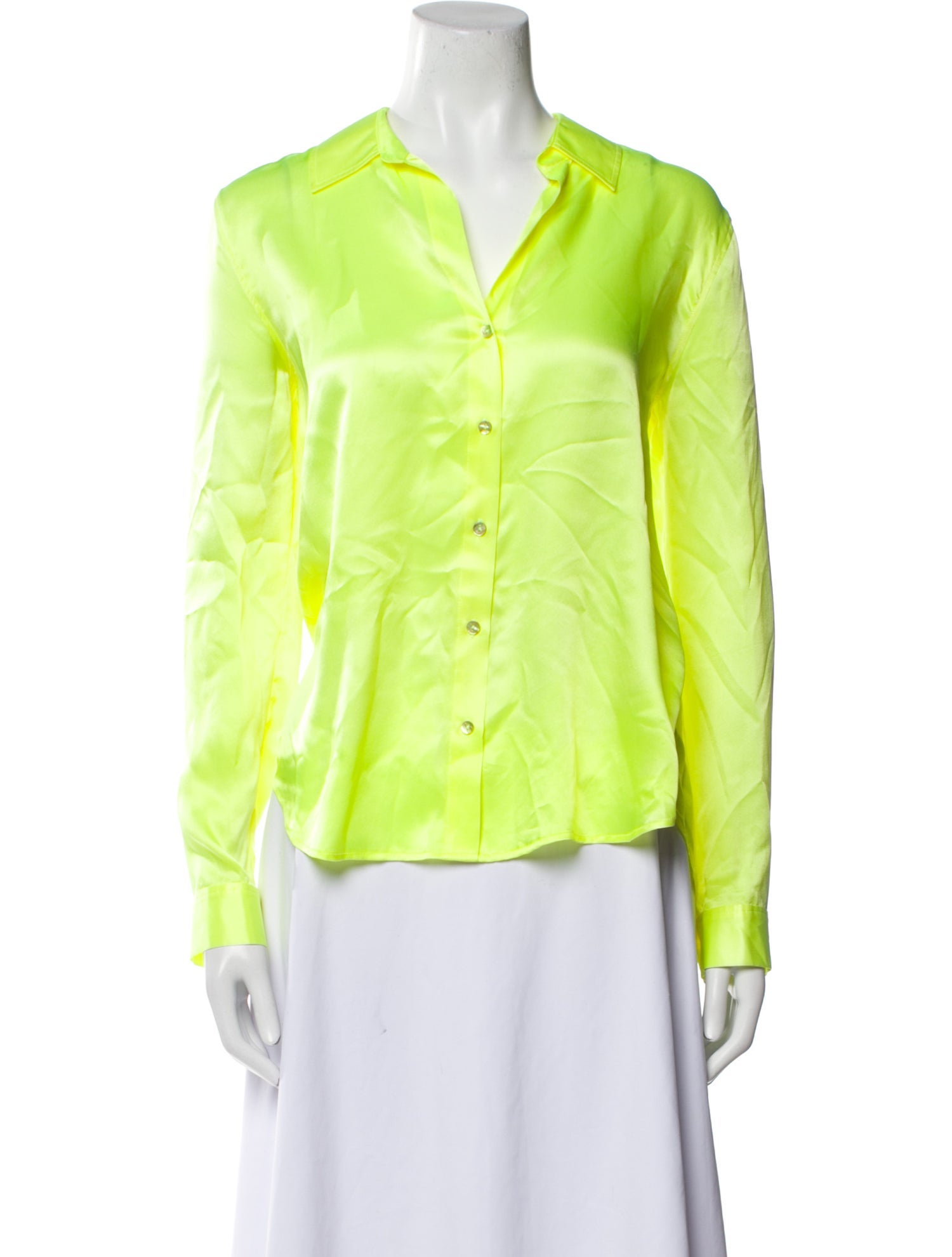 L'Agence Silk V-Neck Button-Up Top w/ Tags