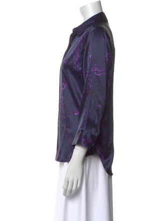 L'Agence Silk Printed Button-Up Top
