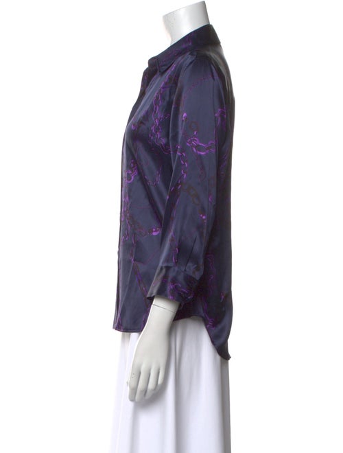 L'Agence Silk Printed Button-Up Top