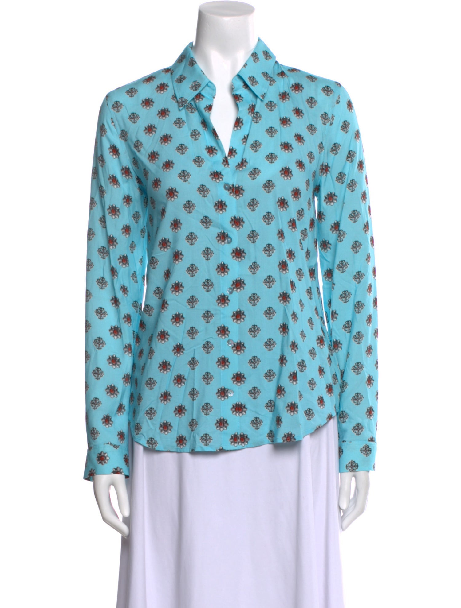 L'Agence Printed Long Sleeve Button-Up Top