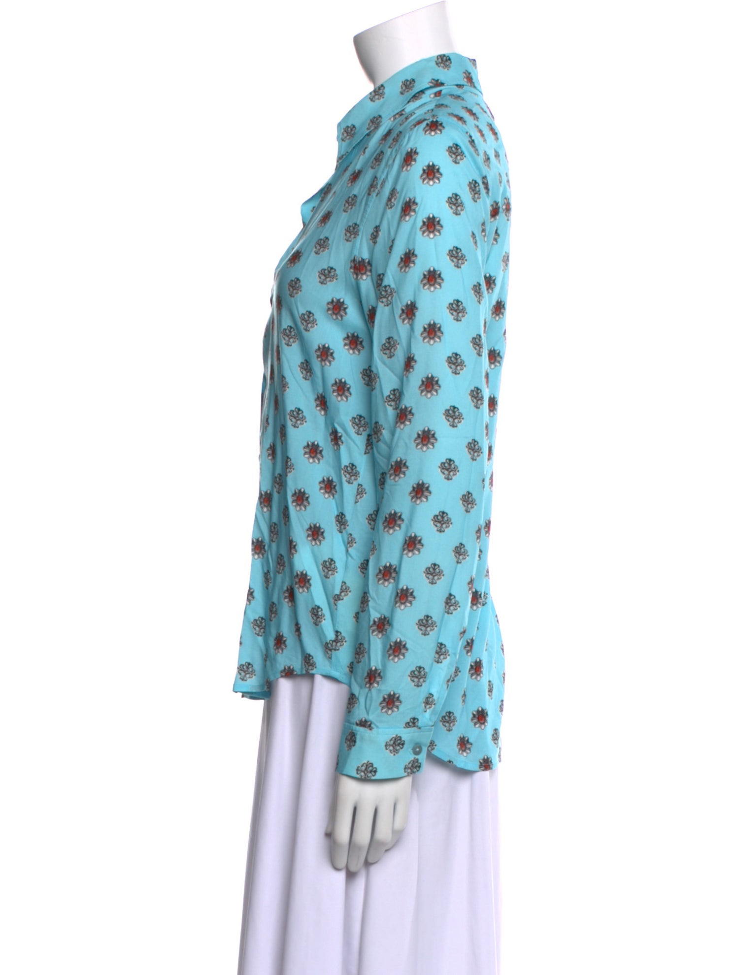 L'Agence Printed Long Sleeve Button-Up Top